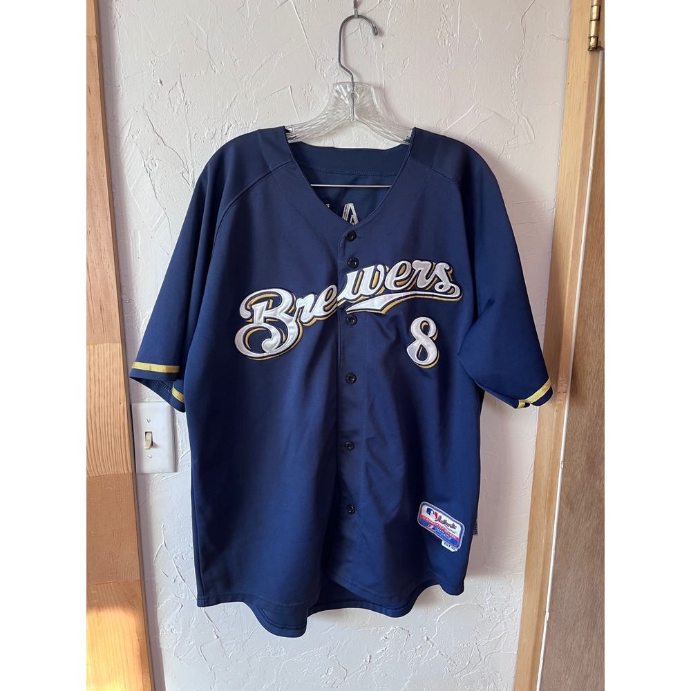 Majestic Milwaukee Brewers Ryan‎ Braun Baseball Jersey Adult Size 52